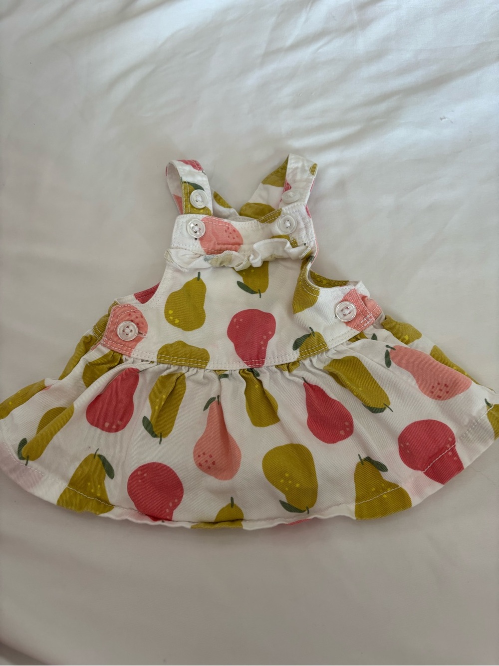 Girls Pear Print White Tank Top Dress